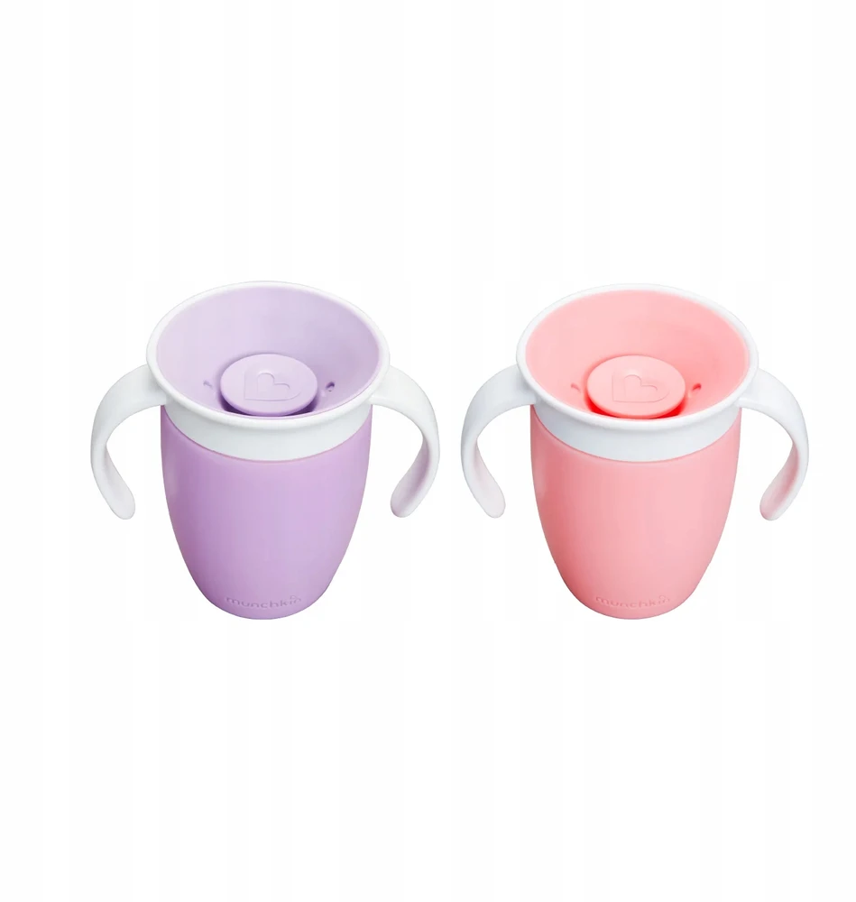Miracle 360 ​​treniruočių puodelis su rankenėlėmis 207ml munchkin purpurinė/rožinė
