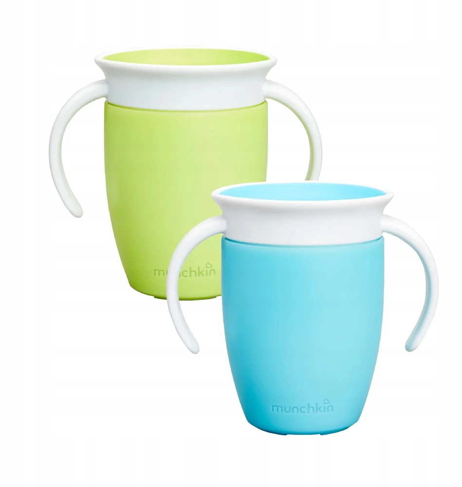 Miracle 360 ​​treniruočių puodelis su rankenėlėmis 207ml munchkin žalias mėlynas