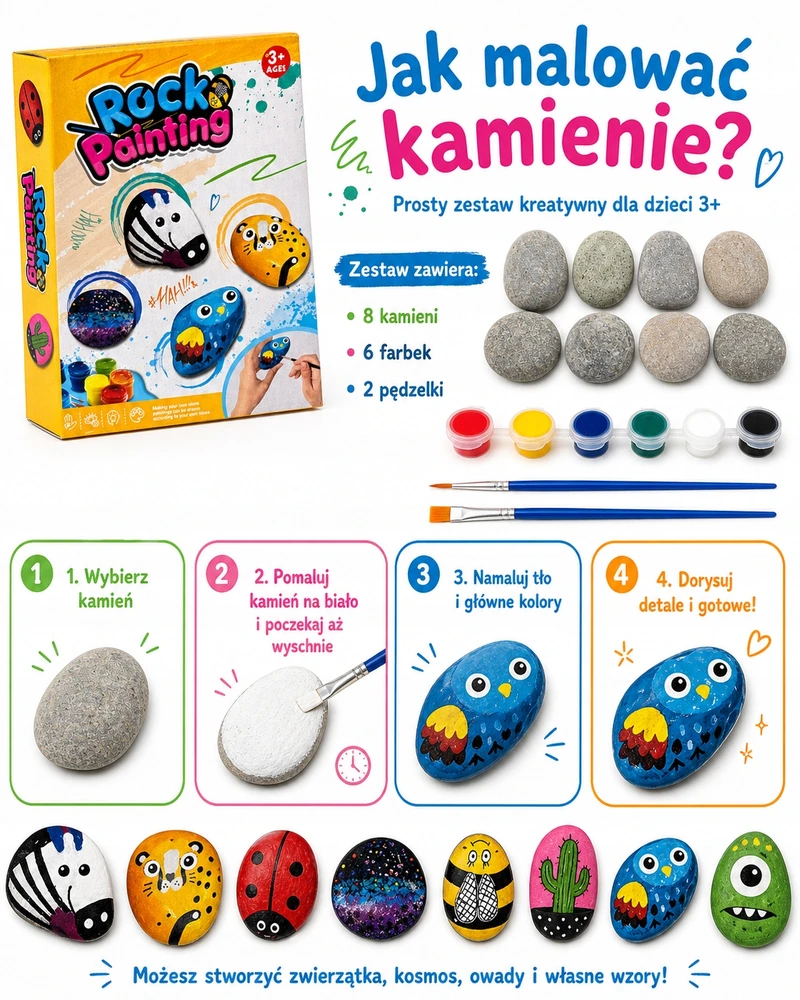 Misie Dwa Akmenų tapybos kūrybinis rinkinys dažų teptukai 3+ kūrybiniai žaislai