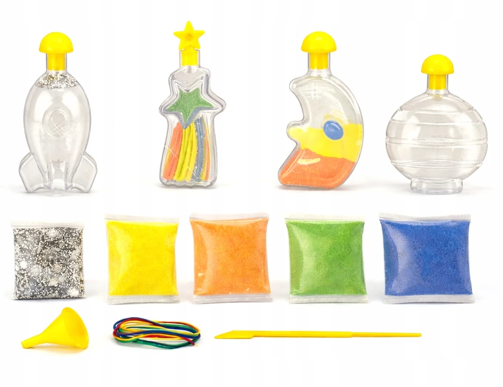 Misie Dwa „Sand Art“ „pasidaryk pats“ erdvės rinkinys Creative Glowing Sand 4 buteliukai žaislai