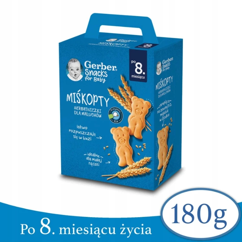 Miśkopty sausainiai vaikams Vitaminai 8 m+ Gerber Nestle 180 g