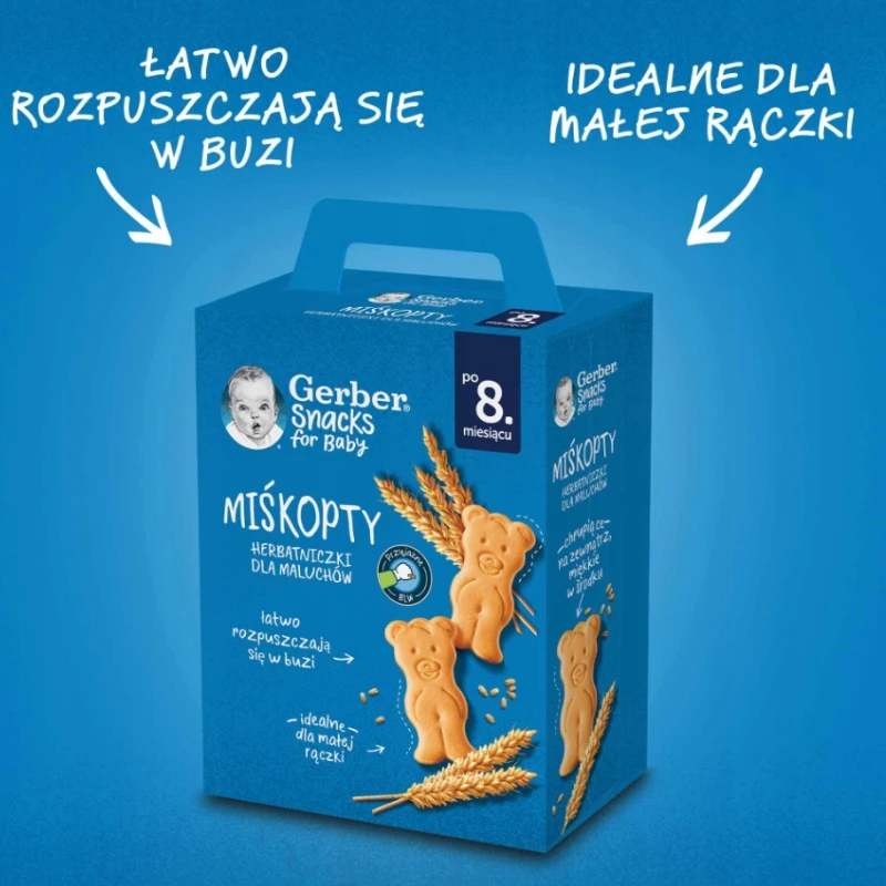 Miśkopty sausainiai vaikams Vitaminai 8 m+ Gerber Nestle 180 g