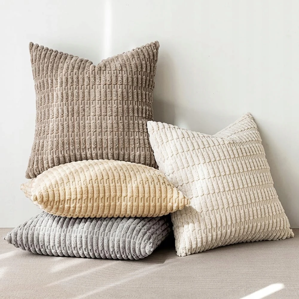 MIULEE 4 x Minkštas pagalvės užvalkalas 40x40 cm užtrauktukas miegamojo svetainei BEIGE QV