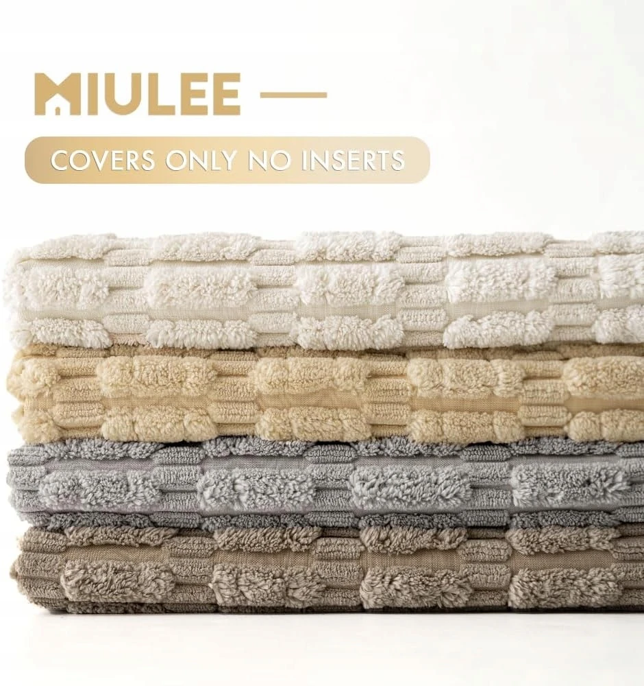 MIULEE 4 x Minkštas pagalvės užvalkalas 40x40 cm užtrauktukas miegamojo svetainei BEIGE QV