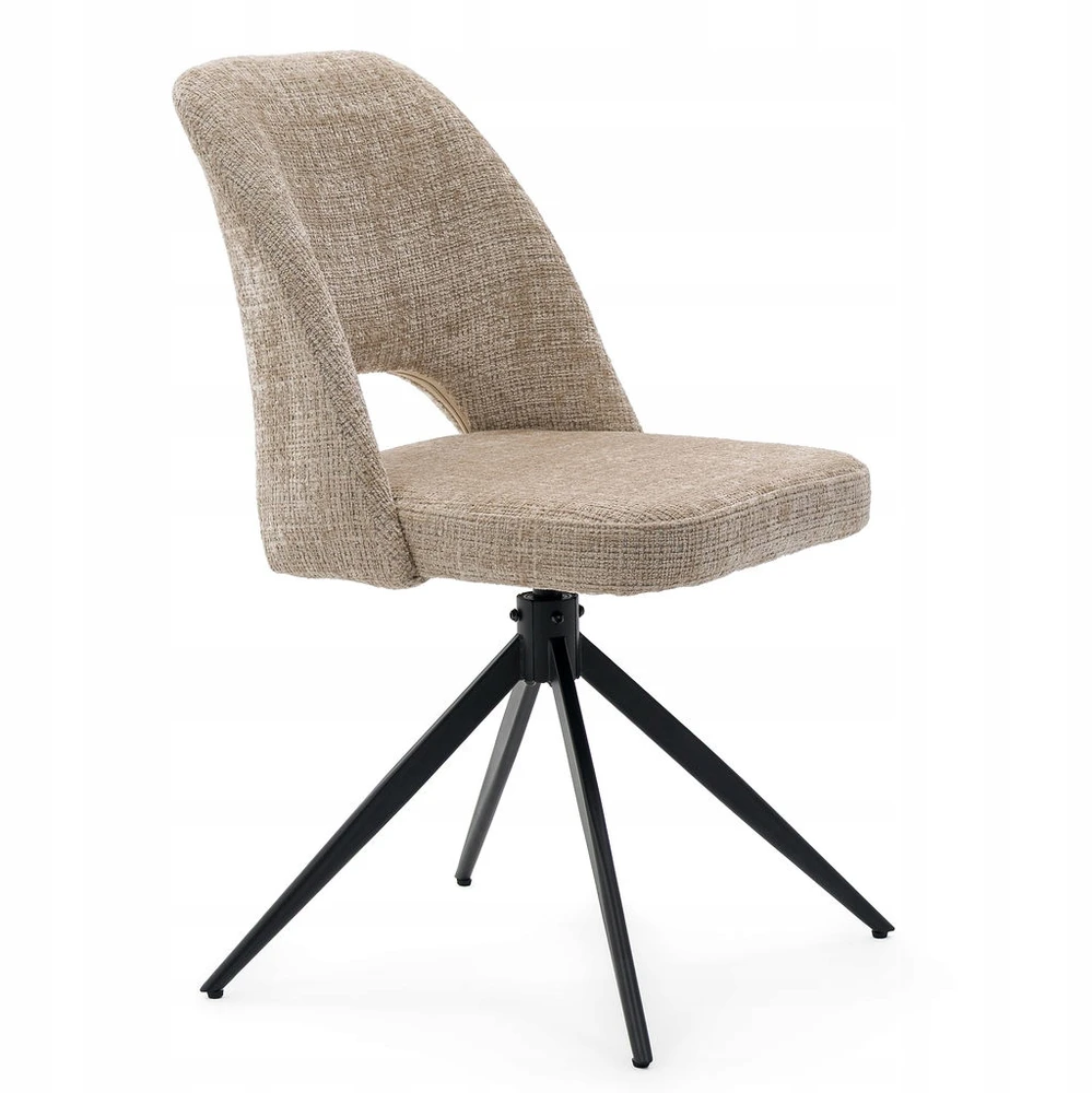 Mivihome Sėdynės kėdė smėlio spalvos, sukamoji, juodos kojos, moderni