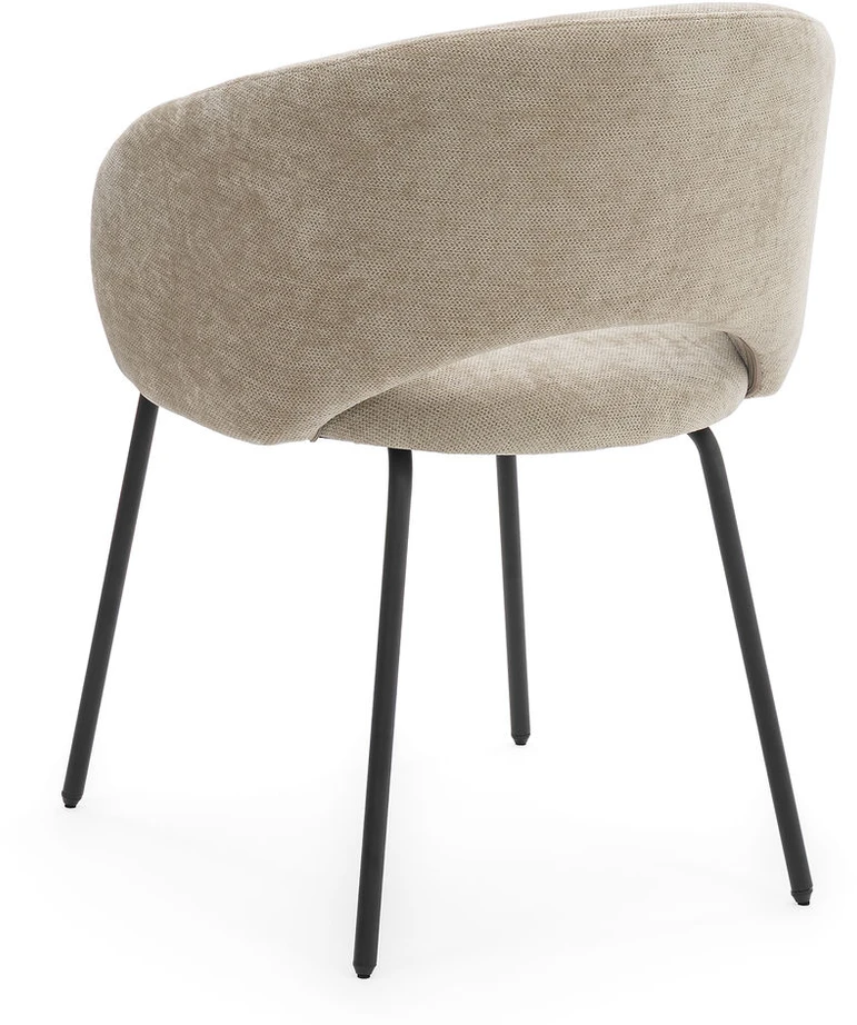 Mivihome VELO smėlio spalvos minkšta kėdė, valgomojo stalas, tualetinis staliukas, juodos modernios kojos