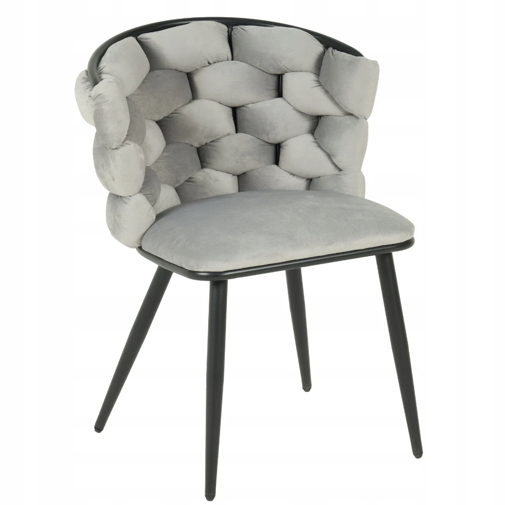 Mivihome ZOYA pilkos spalvos aksominė kėdė juodomis kojomis ir apmušta palėpe svetainei