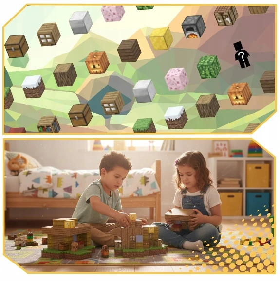 MIX MINECRAFT MAGNETINIAI BLOKAI - KUBAS 400 VNT. + 20 FIGURŲ