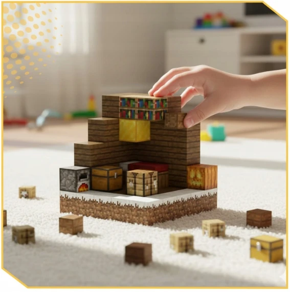 MIX MINECRAFT MAGNETINIAI BLOKAI - KUBAS 400 VNT. + 20 FIGURŲ