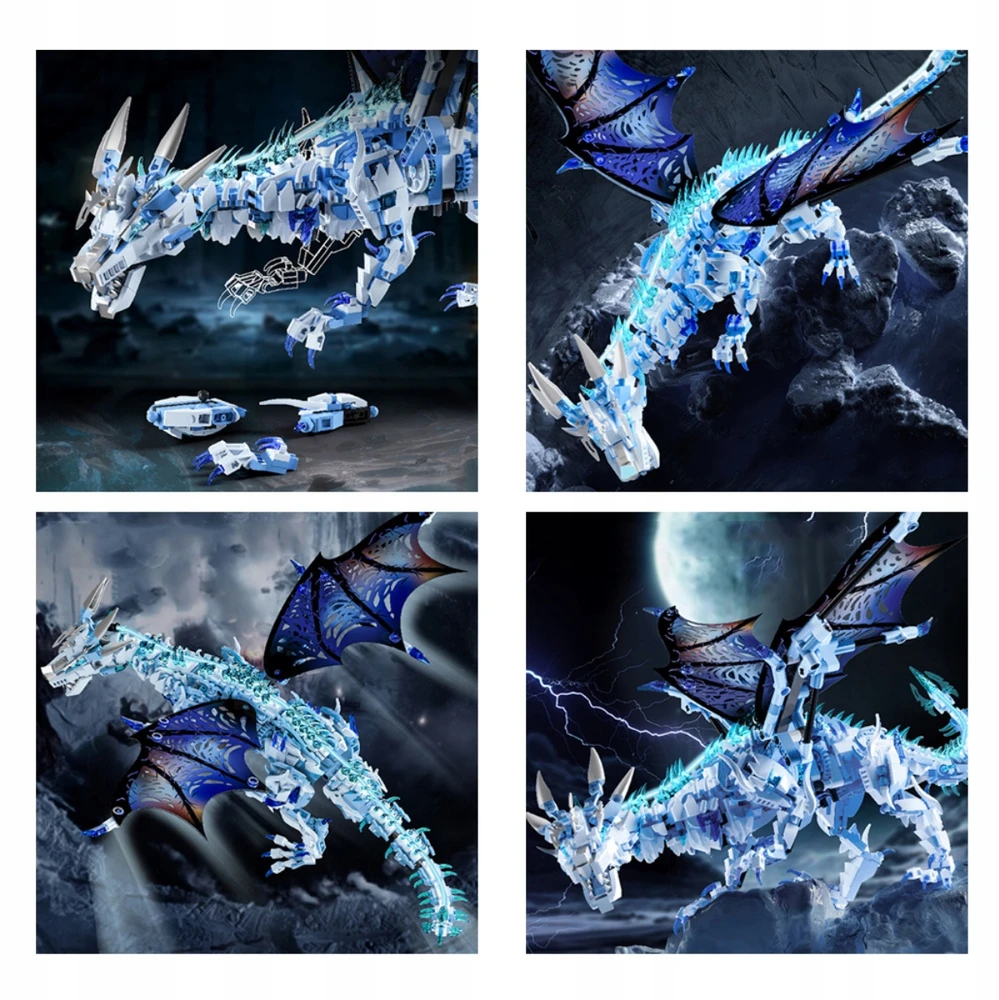 MJI 13093 plytos - kilnojamas mechaninis Viserion Ice Dragon LED, 1646 vnt.