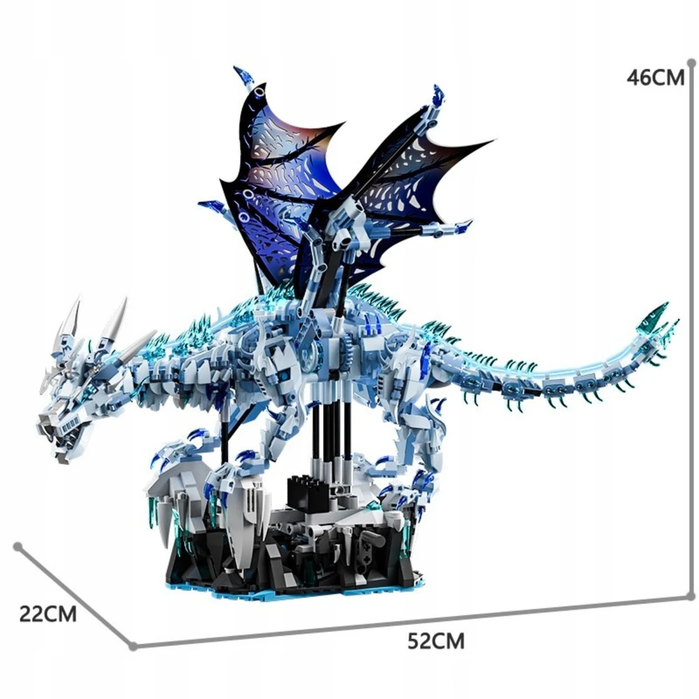 MJI 13093 plytos - kilnojamas mechaninis Viserion Ice Dragon LED, 1646 vnt.