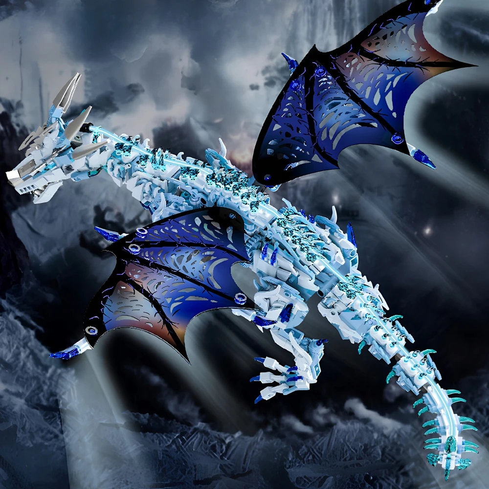 MJI 13093 plytos - kilnojamas mechaninis Viserion Ice Dragon LED, 1646 vnt.