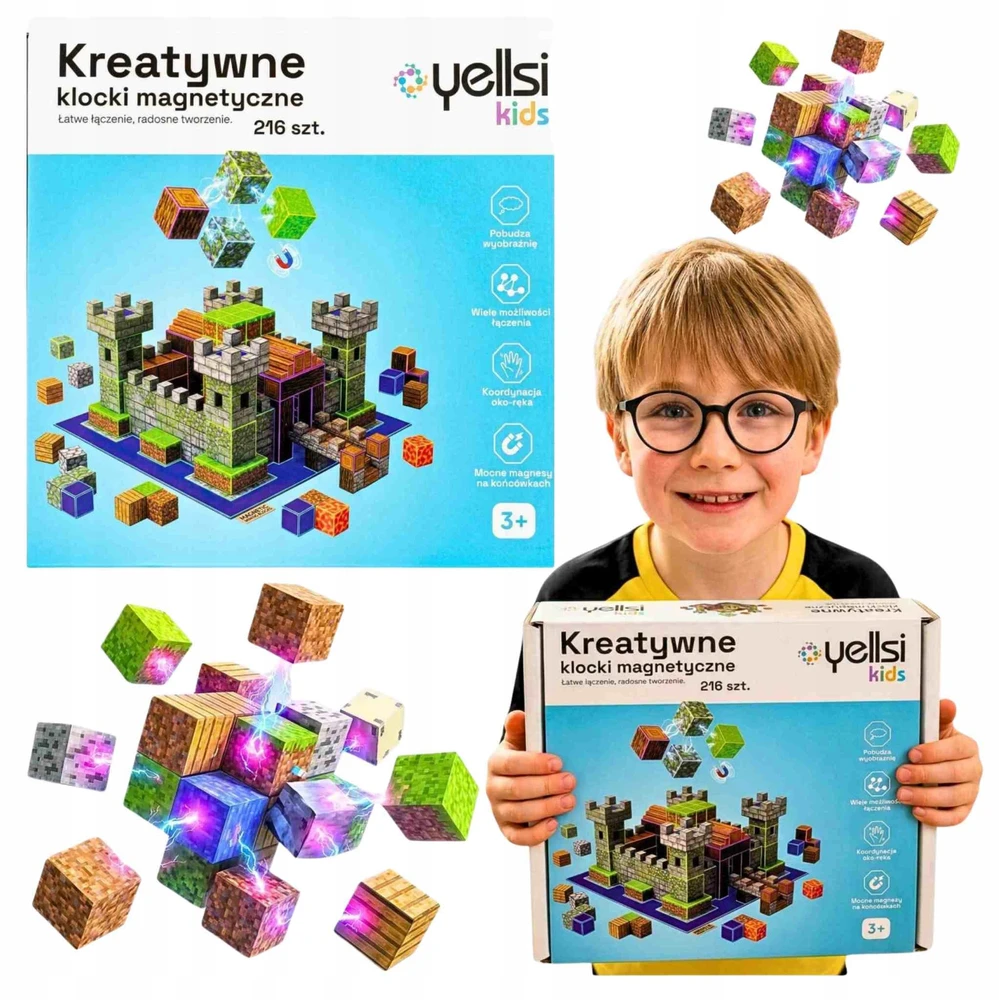 MM Magnetinė konstrukcija blokuoja didelius 216 kubų kubelių pikselių Yellsi