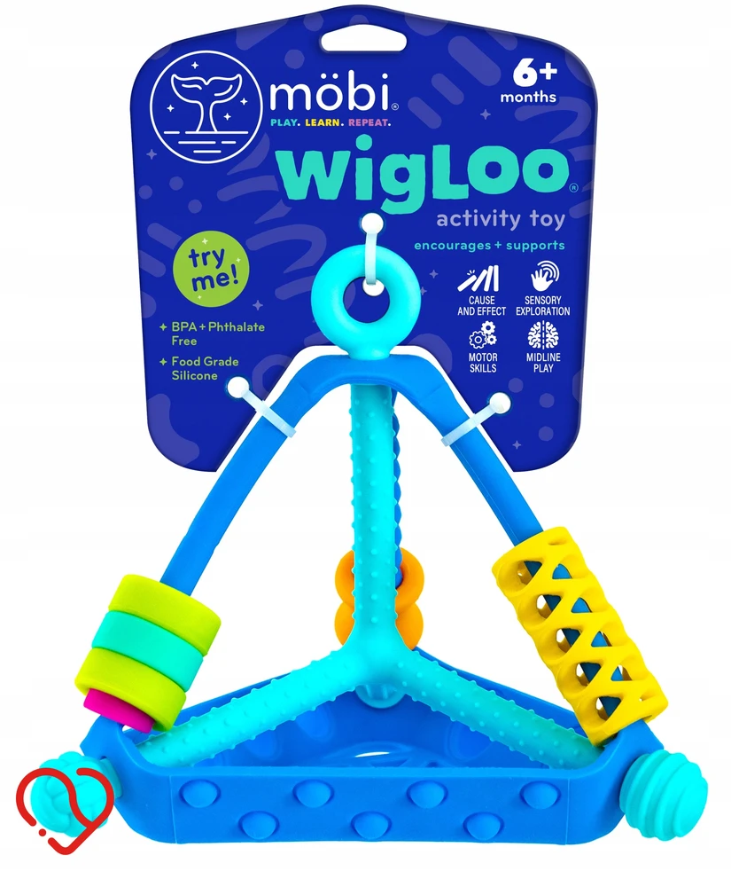 Möbi silikoninis daugiaspalvis Wigloo Pyramid sensorinis dantukas