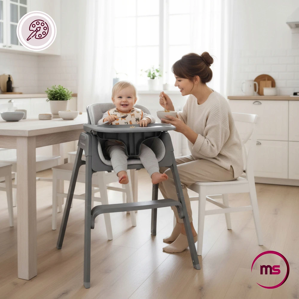 Moby System Noxi 3-in-1 sulankstoma maitinimo kėdutė, pilka