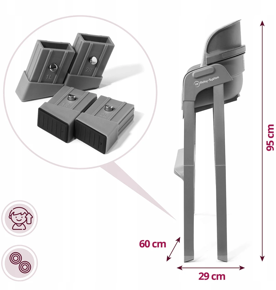 Moby System Noxi 3-in-1 sulankstoma maitinimo kėdutė, pilka