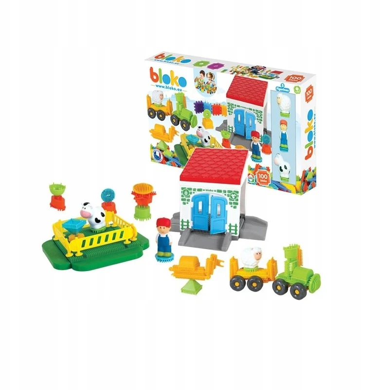 Mochtoys Konstruktorius Pin Bricks FARM 100 el. su 3 Figūrėlėmis
