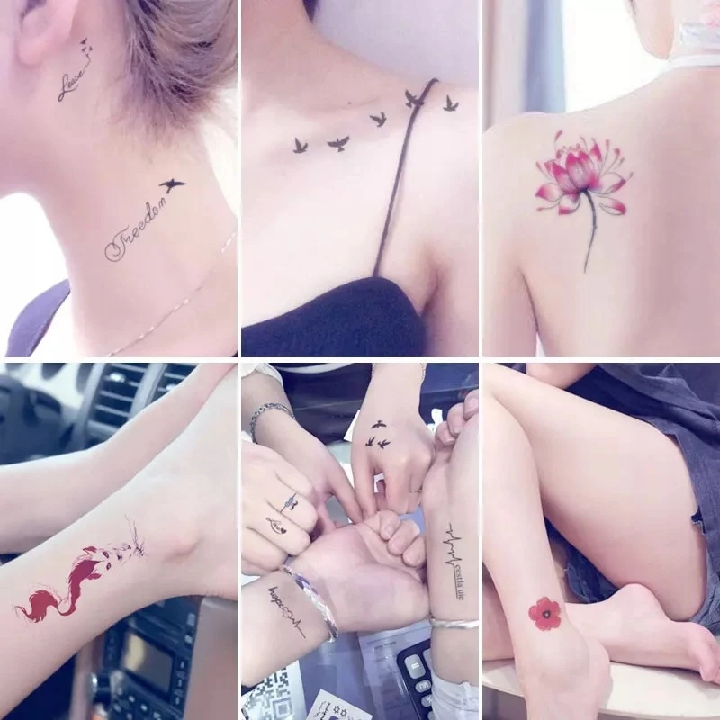 Modebelle REALIŠKOS TATUiruotės MOTERIŠKOS TATUiruotės GĖLĖS ATLIEKOS VANDENIUI LAIKINAS 30 LAPŲ