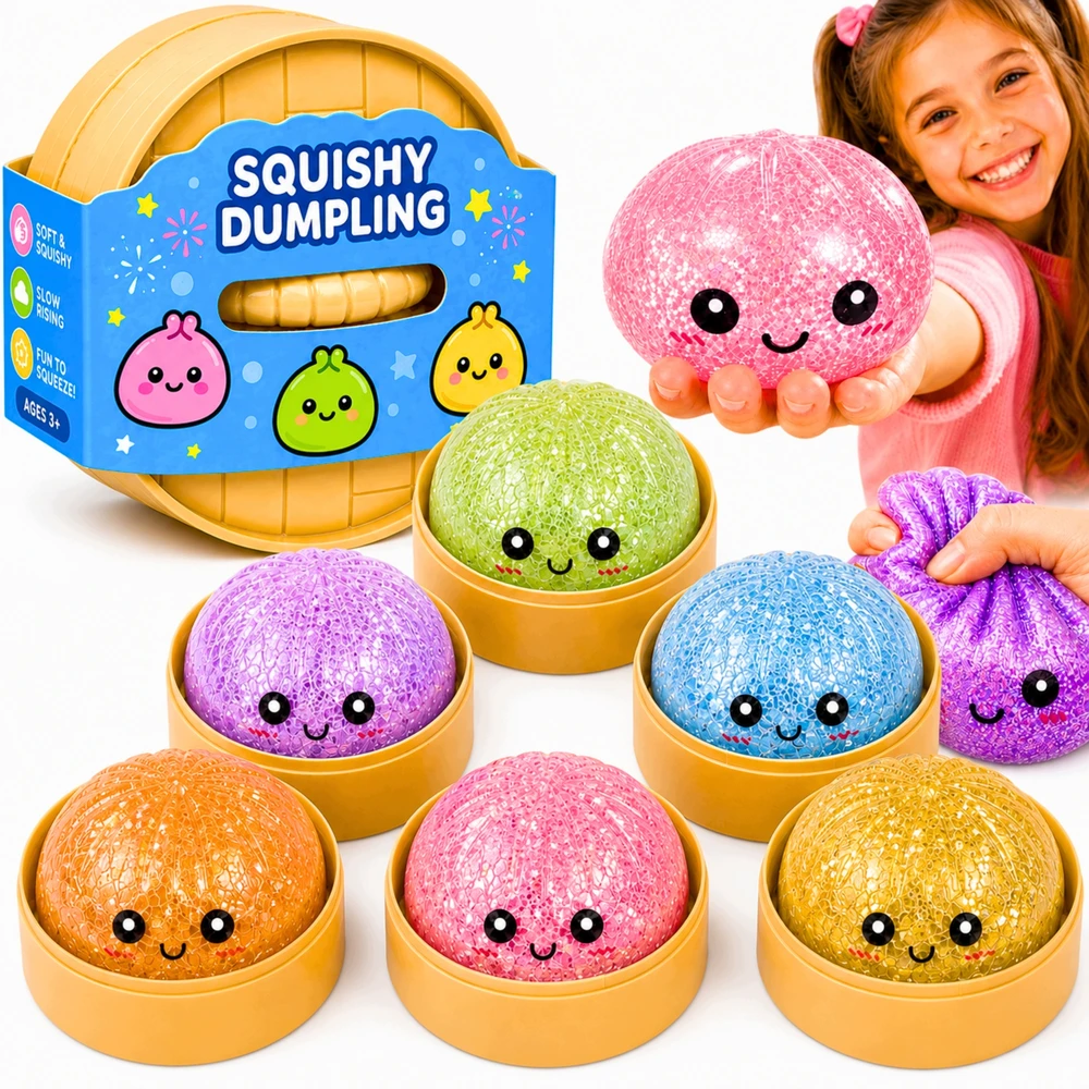 Modebelle Rinkinyje 3 vnt. Squishy squishy koldūnai Blizgučiai kukuliai 6 cm