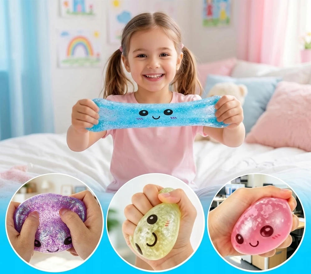 Modebelle Rinkinyje 3 vnt. Squishy squishy koldūnai Blizgučiai kukuliai 6 cm