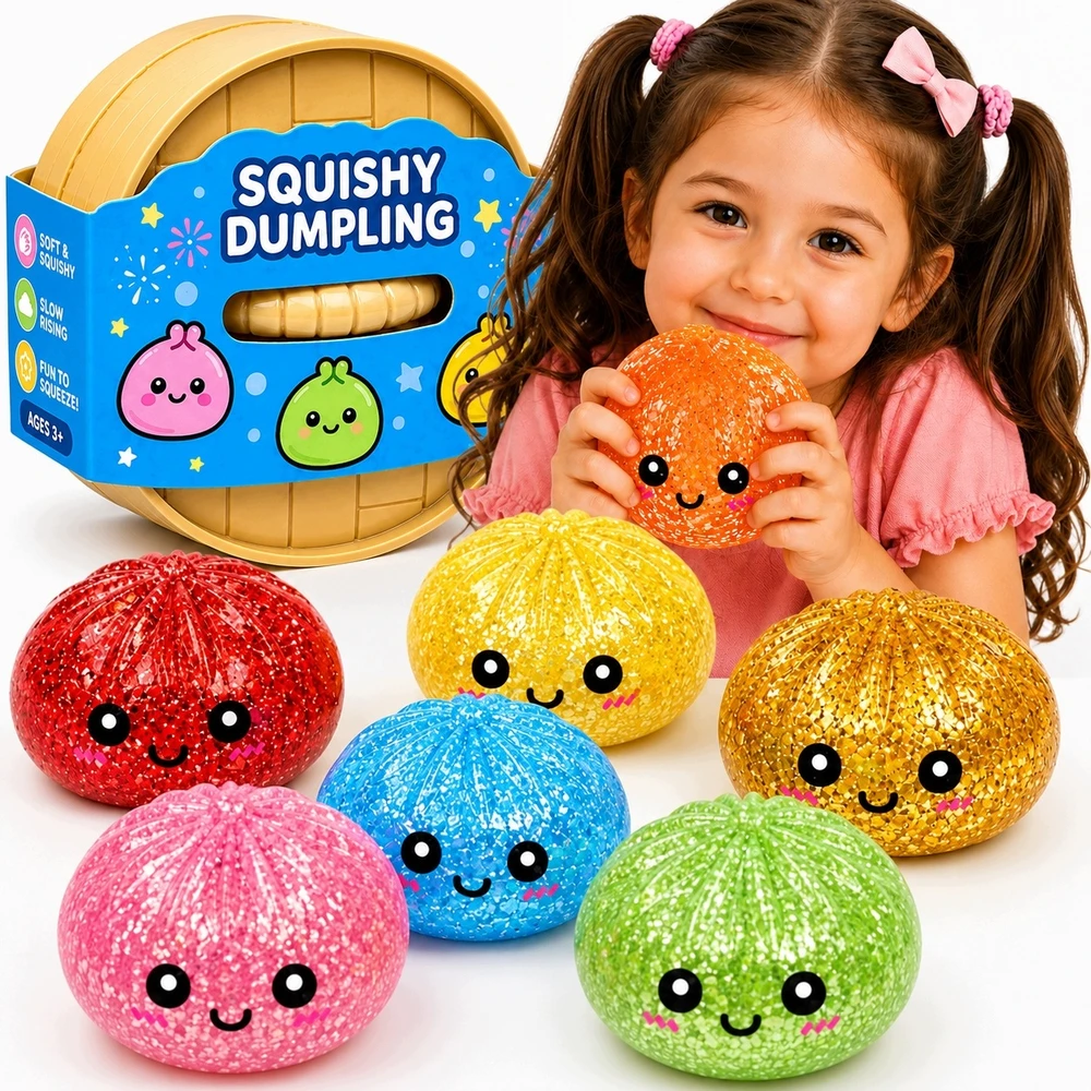 Modebelle Rinkinyje 3 vnt. Squishy squishy koldūnai Blizgučiai kukuliai 6 cm