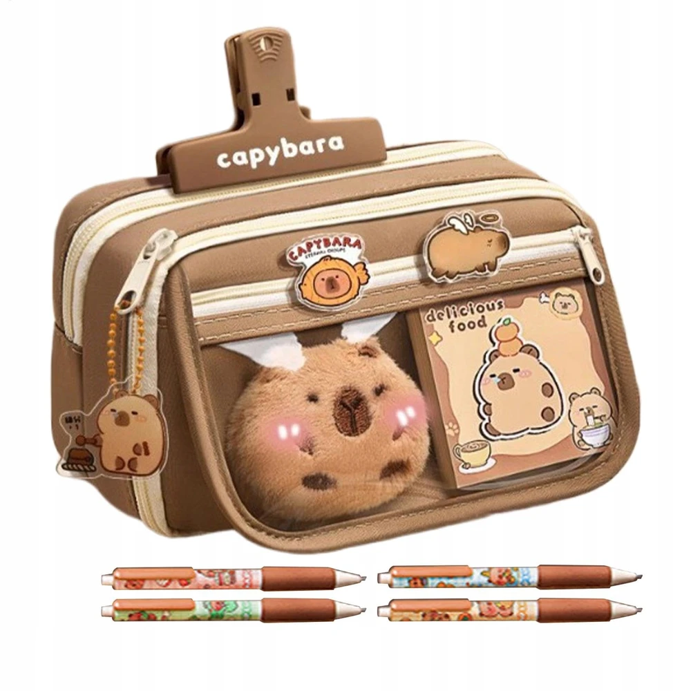 Modebelle TRIJŲ SKYRIŲ CAPYBARA MOKYKLINĖ PAŠIMTINĖ DĖŽĖ SU PRIEDAIS