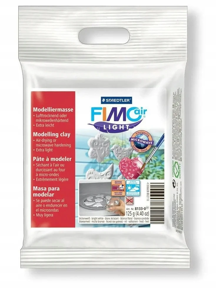 Modeliavimo masė - FIMO - oro lengvas - Orui kietėjantis - Balta - 125 g