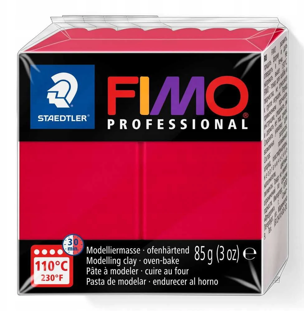 Modeliavimo masė - Fimo Professional - Karmininė - 85 g - Kietėja krosnyje - Uždaroma pakuotė