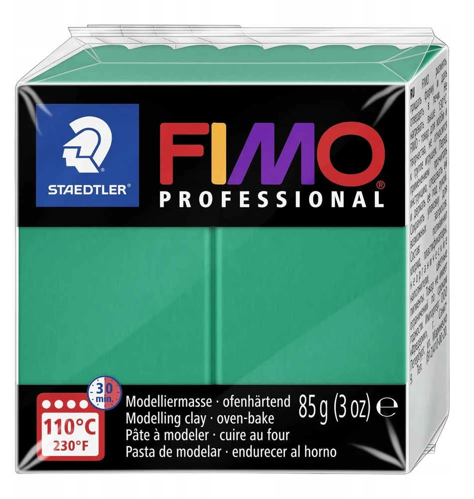 Modeliavimo masė - Fimo Professional - Švari žalia - 85 g - Kietėja krosnelėje - 30 min. 110°C