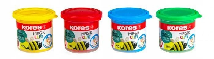 Modeliavimo masė - KORES - Magik Clay - Netoksiška - 4 spalvos - Lengva formuoti