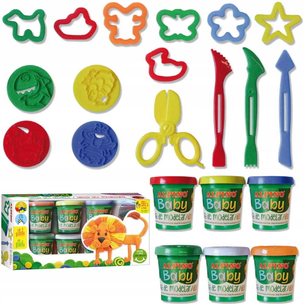 Modelinas Alpino Baby, 6 spalvos x 85g + 16 įrankių