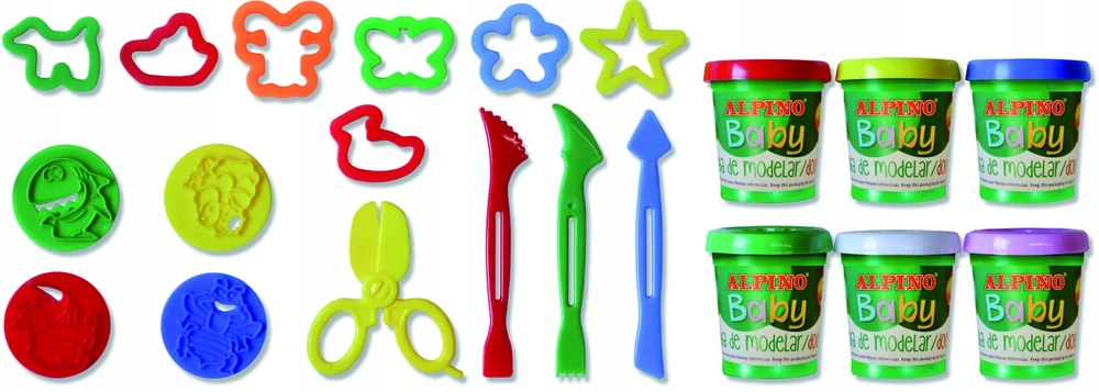 Modelinas Alpino Baby, 6 spalvos x 85g + 16 įrankių
