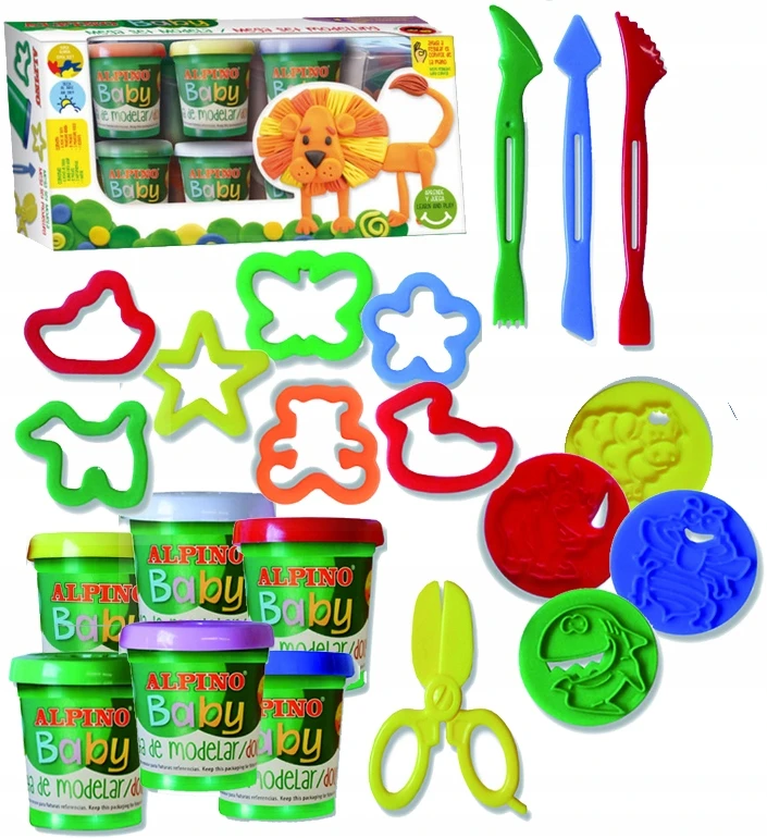 Modelinas Alpino Baby, 6 spalvos x 85g + 16 įrankių