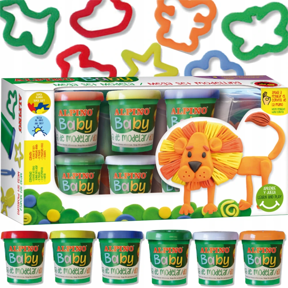 Modelinas Alpino Baby, 6 spalvos x 85g + 16 įrankių