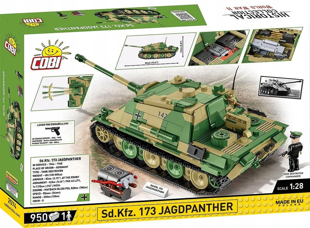Cobi Klocki Historical Collection WWII Sd.Kfz.173 Jagdpanther 950 klocki