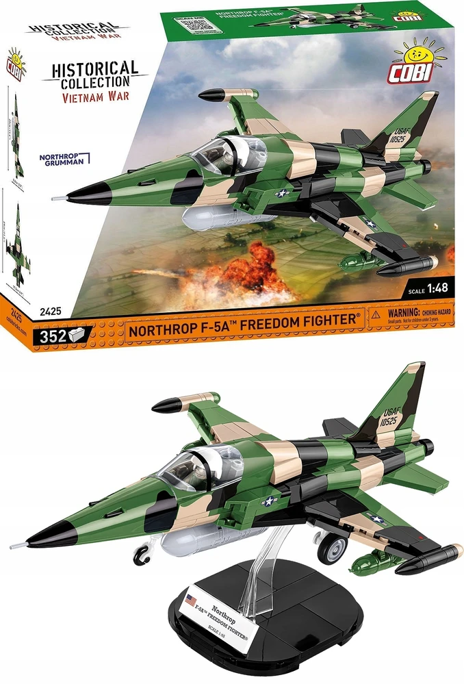 Modelis - COBI - NORTHROP F-5A FREEDOM FIGHTER - Pilkas - Žalias - 242 dalys