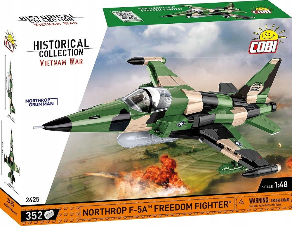 Modelis - COBI - NORTHROP F-5A FREEDOM FIGHTER - Pilkas - Žalias - 242 dalys