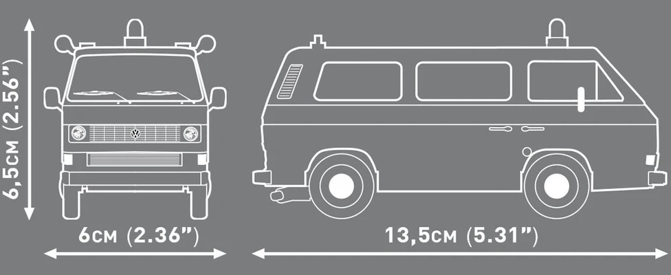 Modelių rinkinys - COBI - Veiksmų miestas Volkswagen T3 policijos autobusas - 1:35 mastelis - 144 dalys - Juoda/raudona