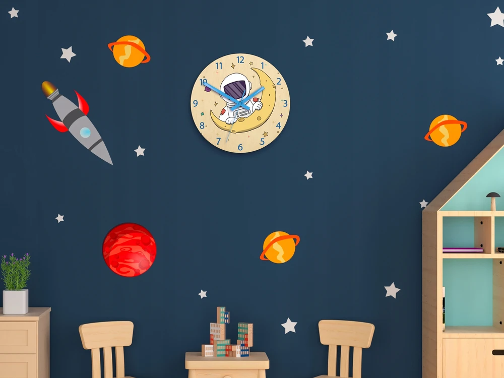 Modernclock Laikrodis ścienny ASTRONAUTA dla dziecka - CICHY