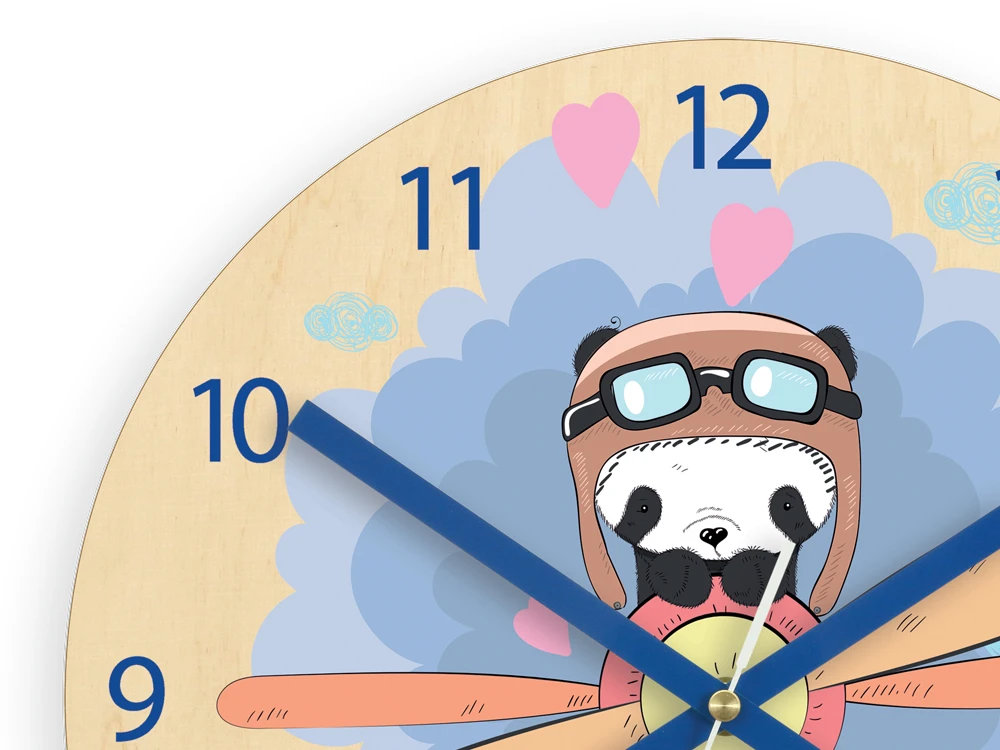 Modernclock Laikrodis ścienny do pokoju dziecka PANDA CICHY 30 cm