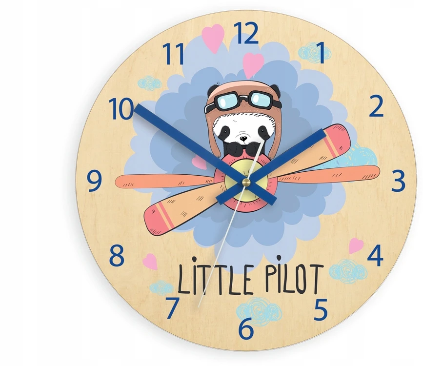 Modernclock Laikrodis ścienny do pokoju dziecka PANDA CICHY 30 cm