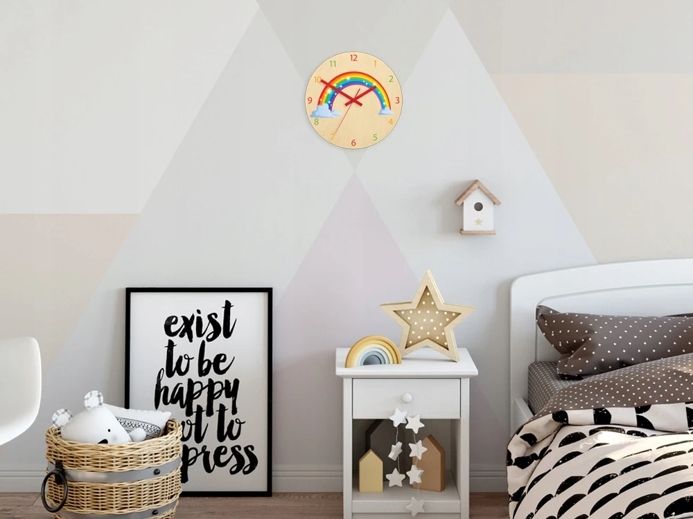 Modernclock Laikrodis ścienny do pokoju dziecka TĘCZA 30cm CICHY