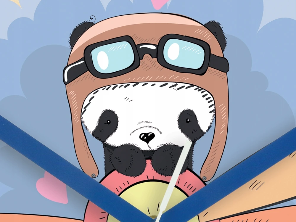 Modernclock Laikrodis ścienny do pokoju dziecka PANDA CICHY 30 cm