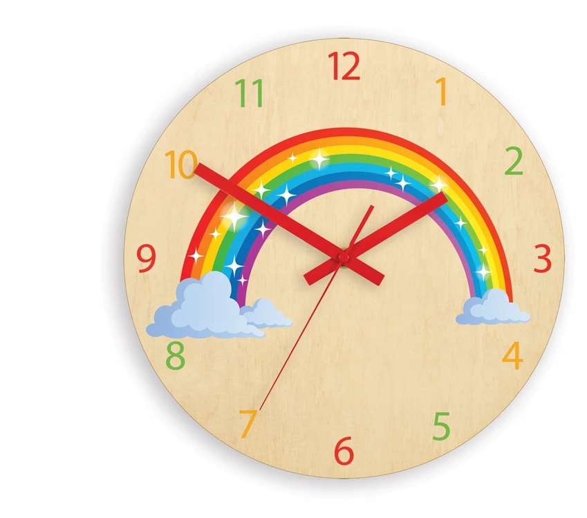 Modernclock Laikrodis ścienny do pokoju dziecka TĘCZA 30cm CICHY