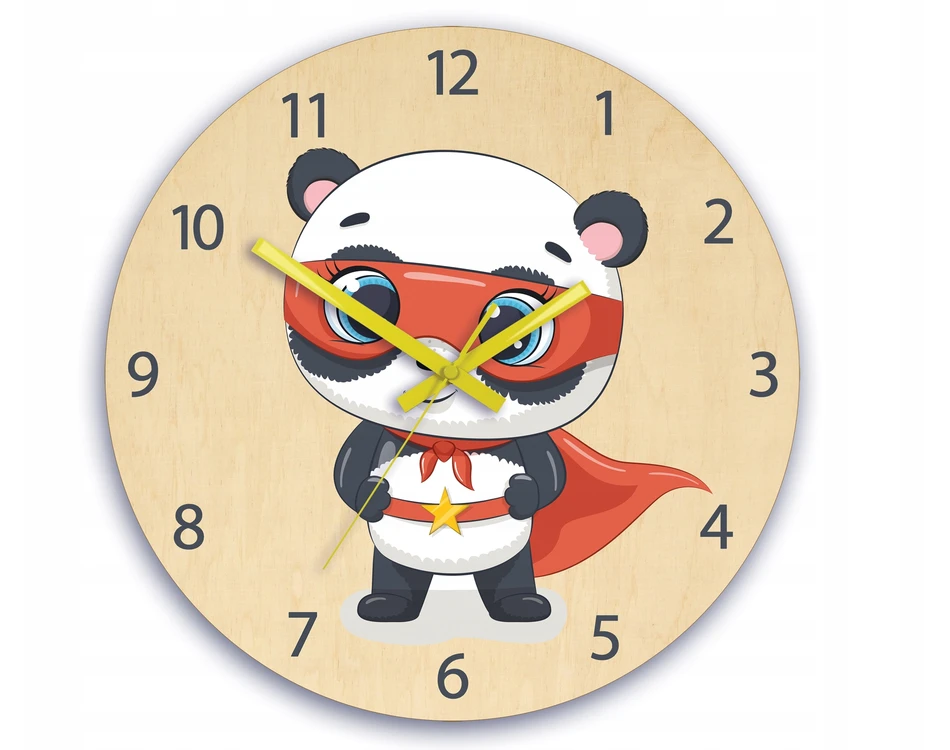 Modernclock Laikrodis ścienny PANDA do pokoju dziecka NOWOCZESNY