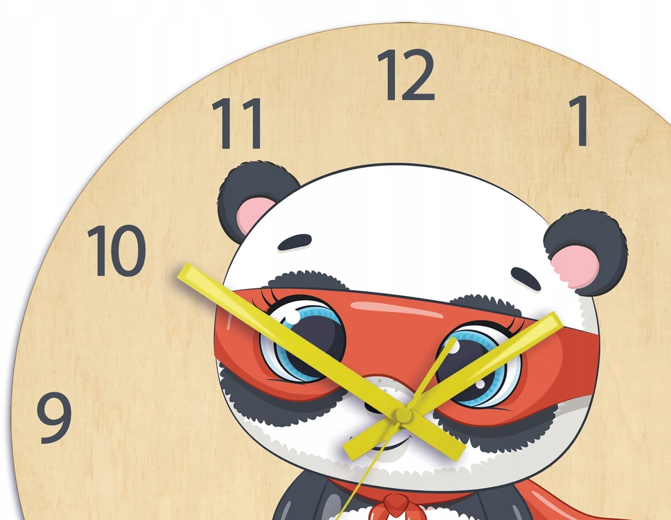 Modernclock Laikrodis ścienny PANDA do pokoju dziecka NOWOCZESNY