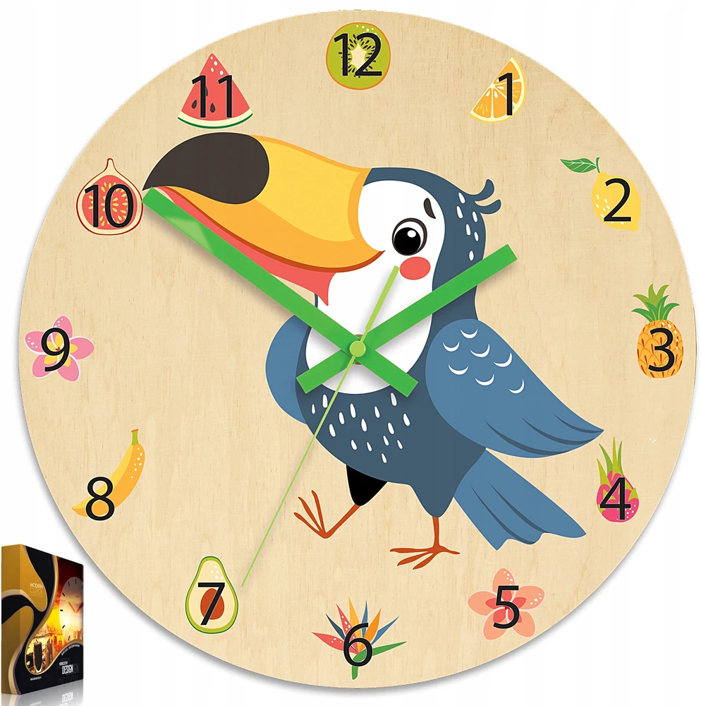 Modernclock Laikrodis ścienny TUKAN do pokoju dziecka NOWOCZESNY