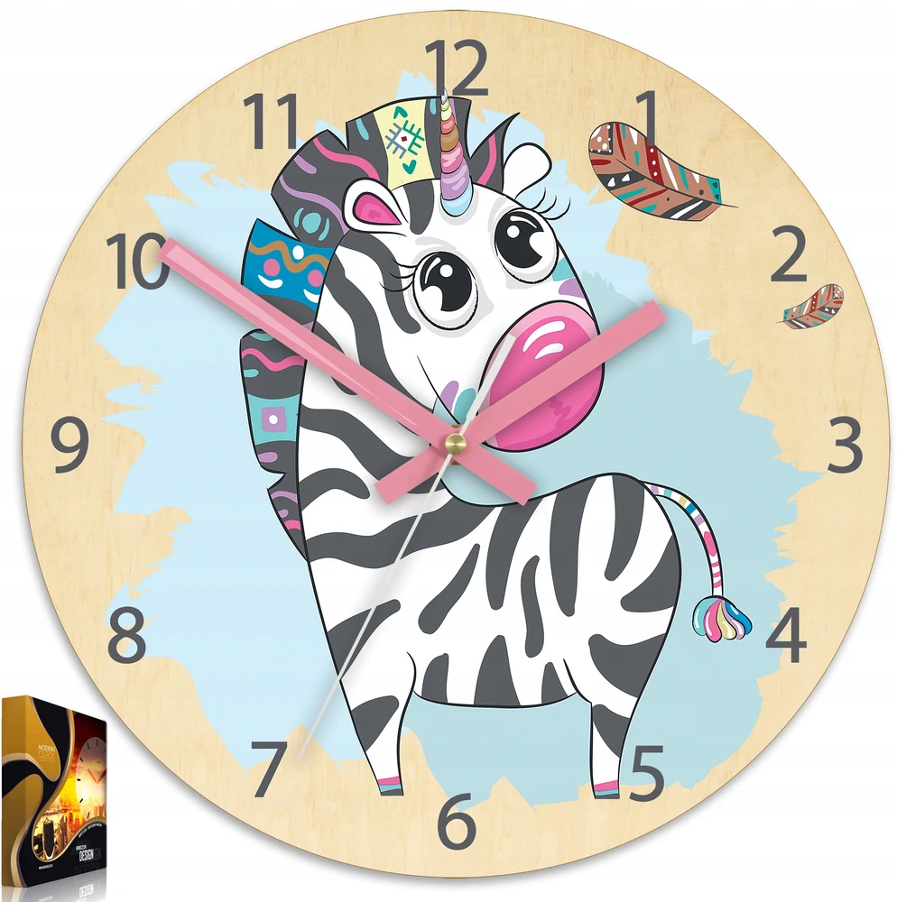 Modernclock Laikrodis ścienny ZEBERKA dla dziecka- CICHY 30cm