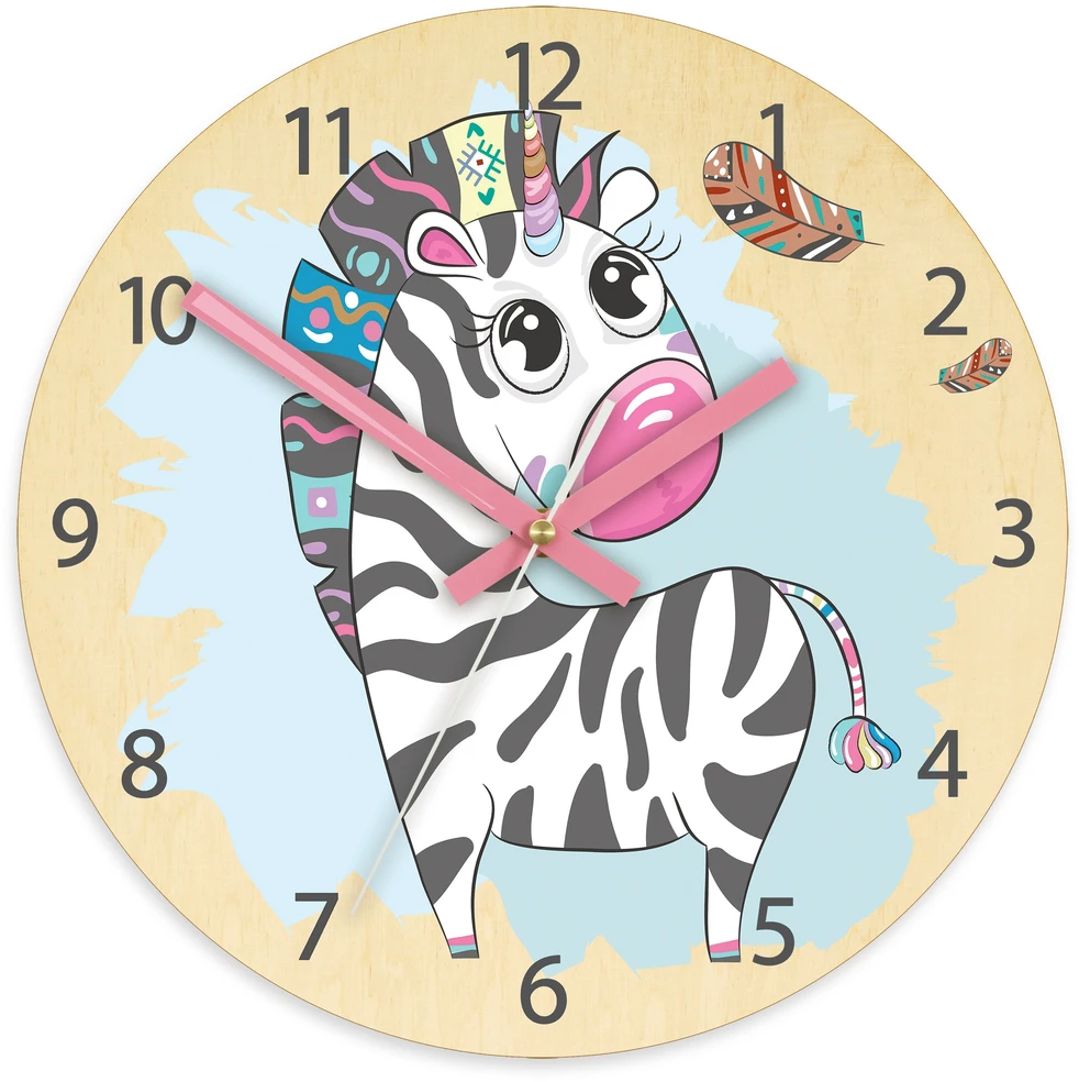 Modernclock Laikrodis ścienny ZEBERKA dla dziecka- CICHY 30cm