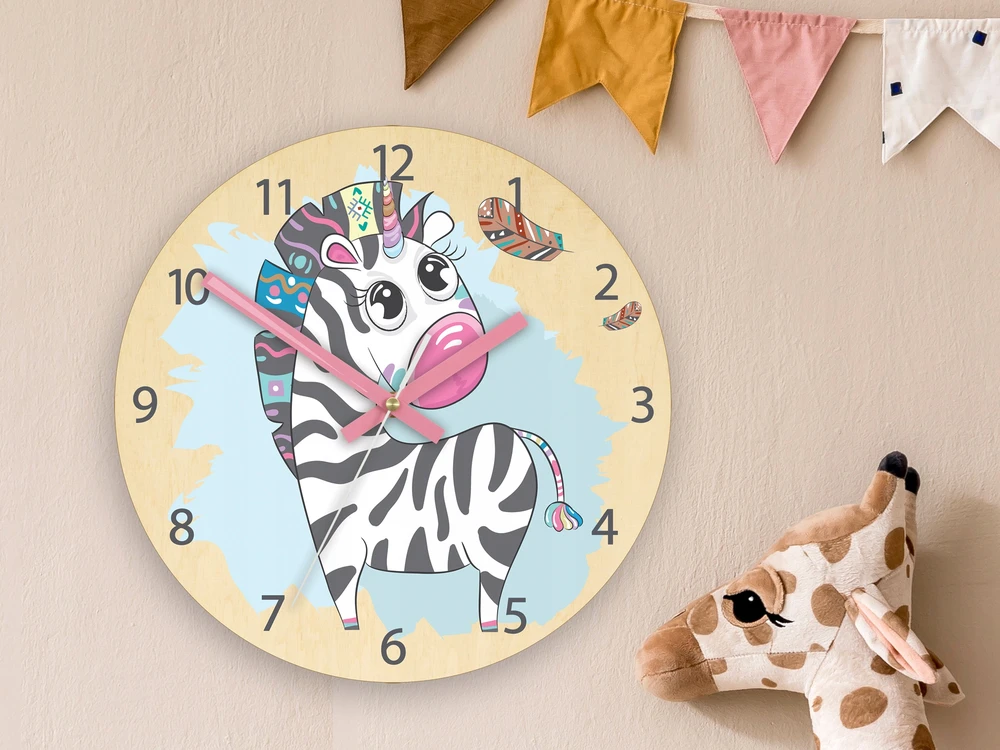 Modernclock Laikrodis ścienny ZEBERKA dla dziecka- CICHY 30cm